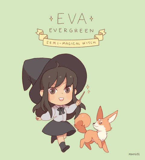Sticker design for the pre-order campaign of Eva Evergreen: Semi-Magical Witch by Julie Abe (2019)
