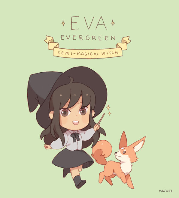 Sticker design for the pre-order campaign of Eva Evergreen: Semi-Magical Witch by Julie Abe (2019)