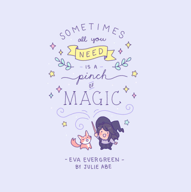 Print design for the preorder campaign of Eva Evergreen and the Cursed Witch by Julie Abe (2020)