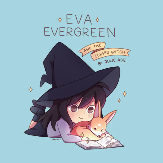 Sticker design for the preorder campaign of Eva Evergreen and the Cursed Witch by Julie Abe (2020)